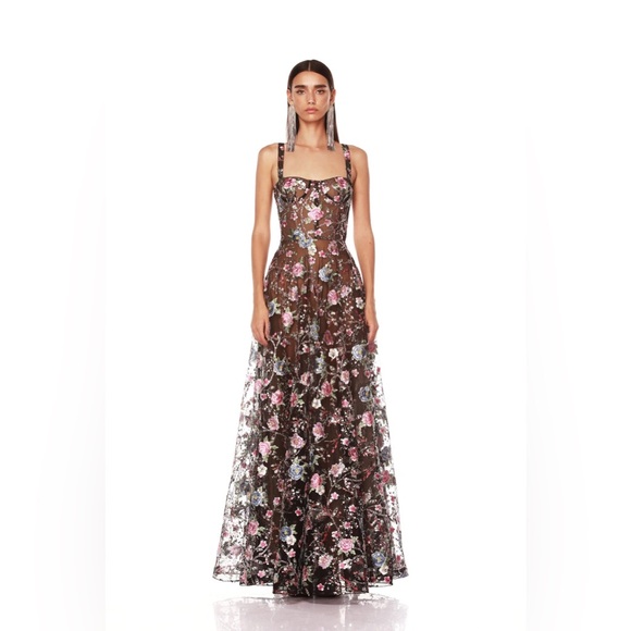 Bronx and Banco Dresses & Skirts - NWOT BRONX AND BANCO MIDNIGHT EMBROIDERED FLORAL GOWN